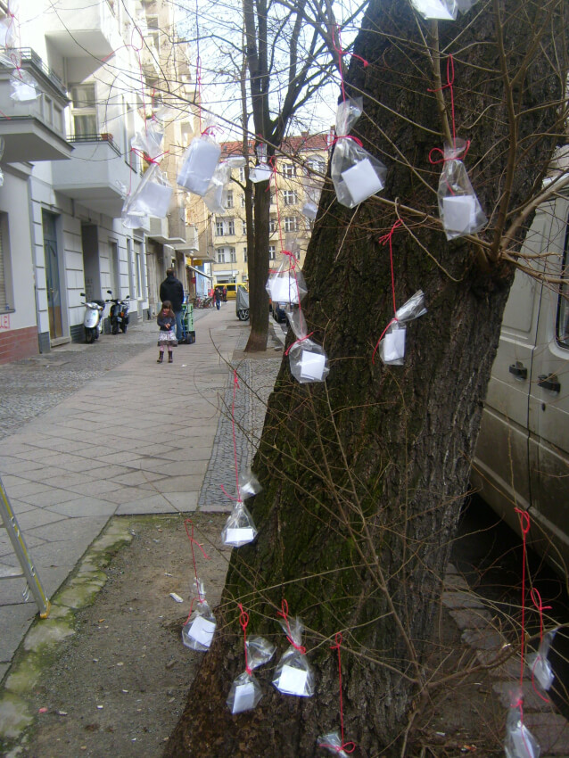 Poem tree in Berlin-Neukölln by Atelier Schmidt